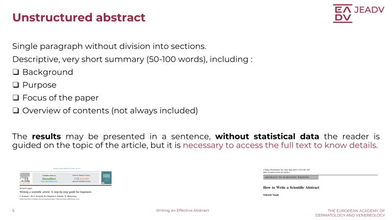 Writing an Effective Abstract (5)